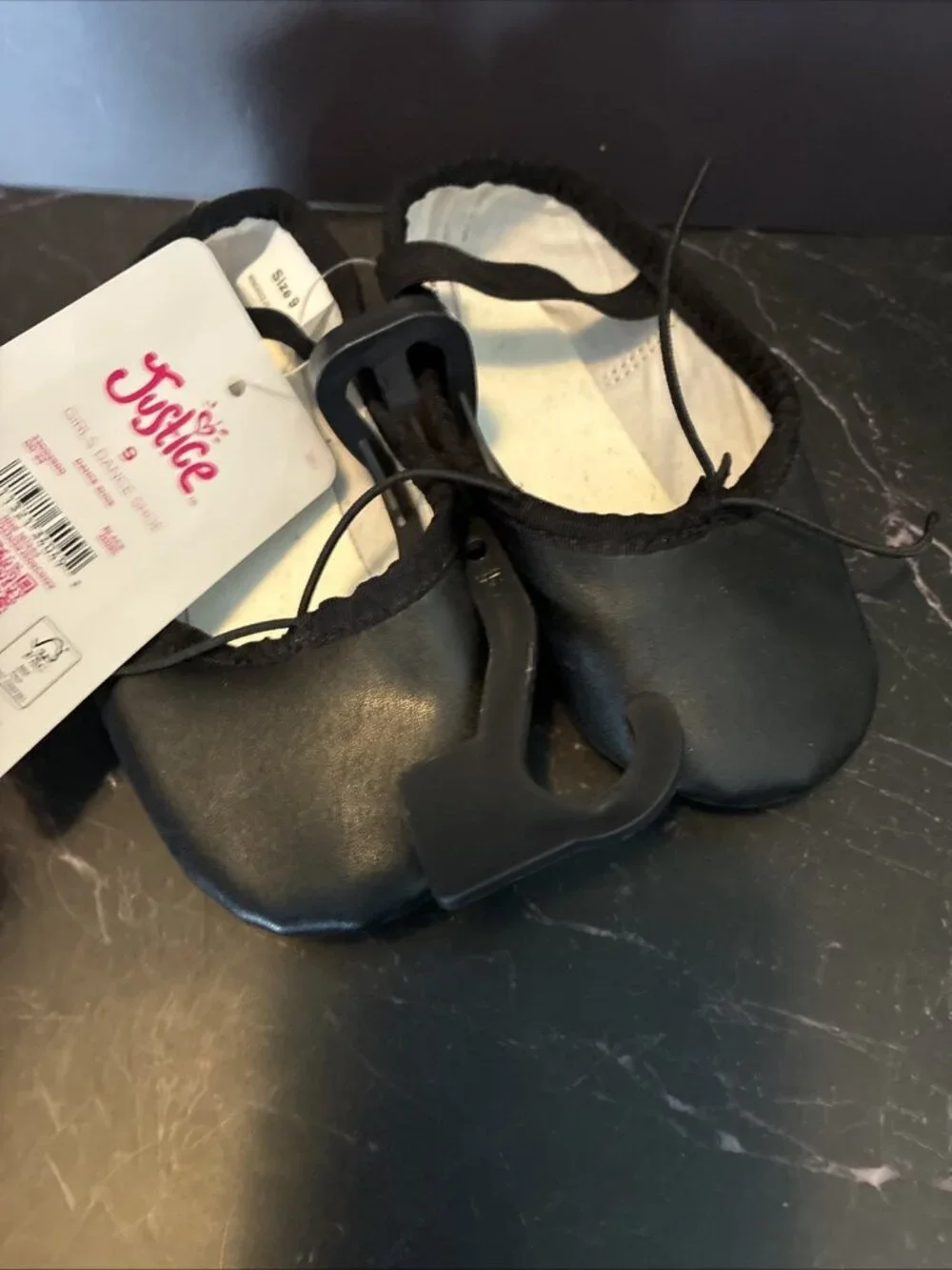 Justice Girls Black Dance Shoes Ballet Jazz Slip On Size 11 New